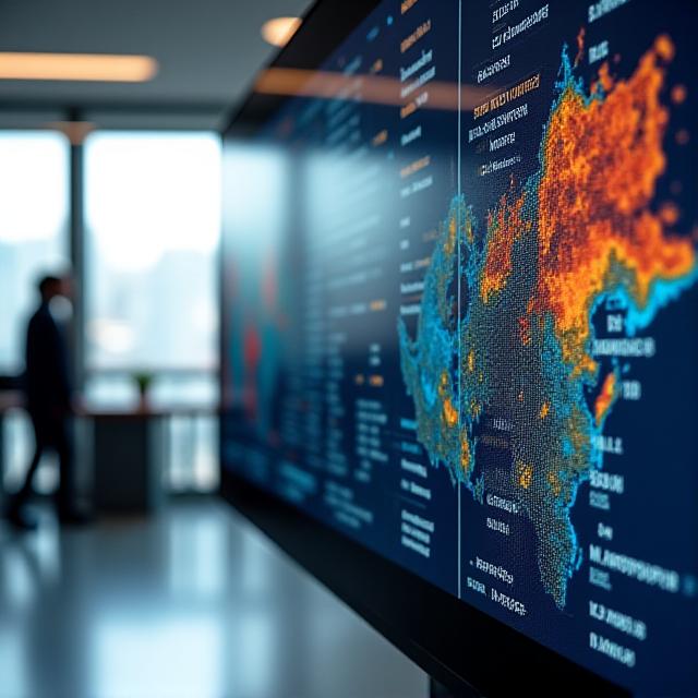 Professional data visualization on a modern screen displaying climate trends